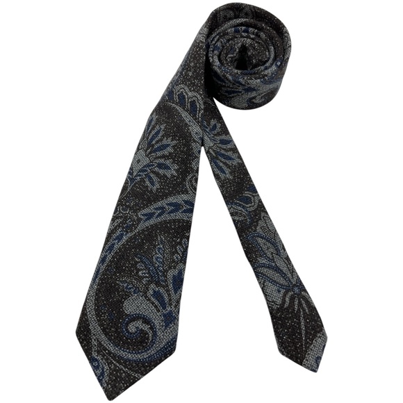 SUITSUPPLY XL Blue/Brown Paisley Wool Blend LUXURY Tie ITALY - Picture 1 of 5
